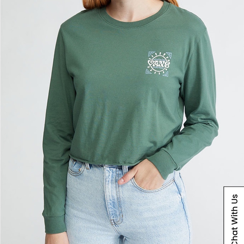 Vans Green Colima Long Sleeve BFF Cropped T-Shirt